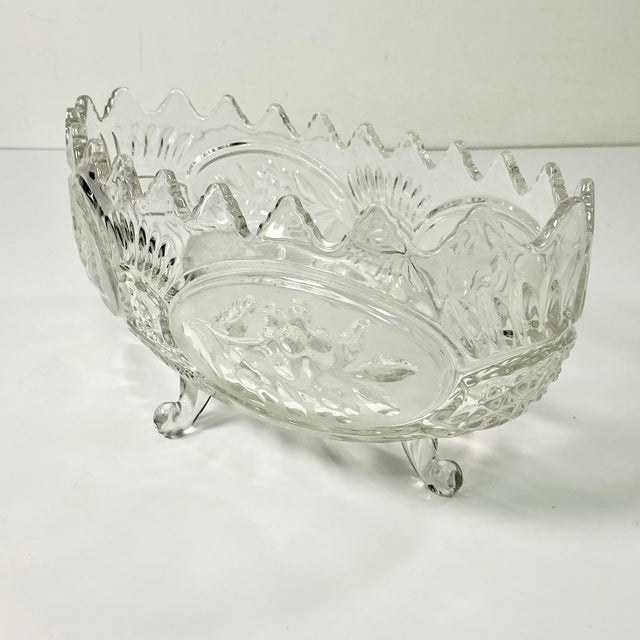 Mid-Century Boho Chic Hollywood Regency Glass Footed Centerpiece/Fruit Bowl For Sale - Image 10 of 16