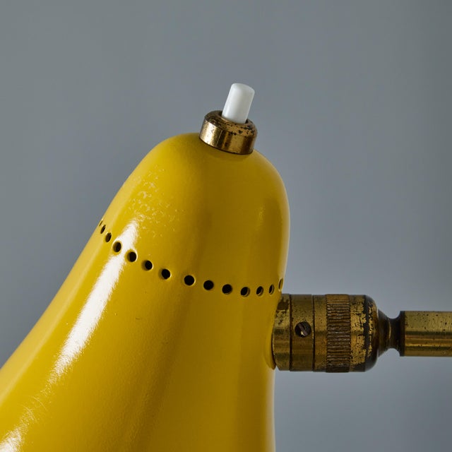 Metal 1950s Giuseppe Ostuni Model #101 Yellow Articulating Sconces for O-Luce, Unmarked - a Pair For Sale - Image 7 of 12