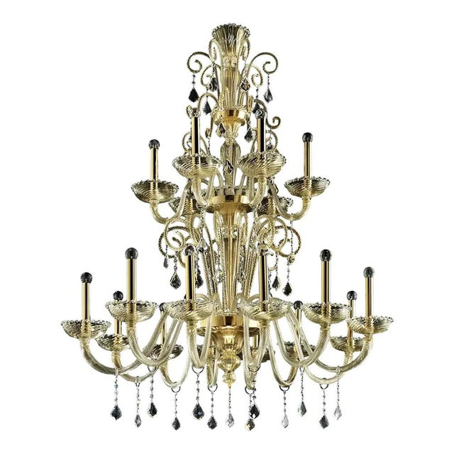 Ornate Imperial Venetian Chandelier with Gold Curled Murano Glass by Simoeng for Simoeng For Sale - Image 9 of 9