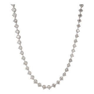 950 Platinum CTW Lab Grown Diamond Pin Hinge Link Tennis Chain Necklace For Sale