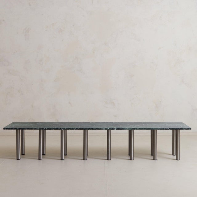 Modern Italian Made Table with Verde Green Marble, 1970s For Sale - Image 3 of 8