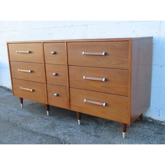 Mid-Century Modern Mid Century Modern Royal Palm Solid Oak Long Low Dresser 5882 For Sale - Image 3 of 18