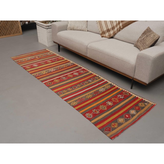 Islamic 1970s Vintage Handmade Wool Cotton Red Runner Rug For Sale - Image 3 of 10