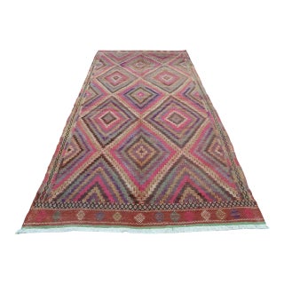 Vintage Embroidered Kilim - 62" X 120" For Sale