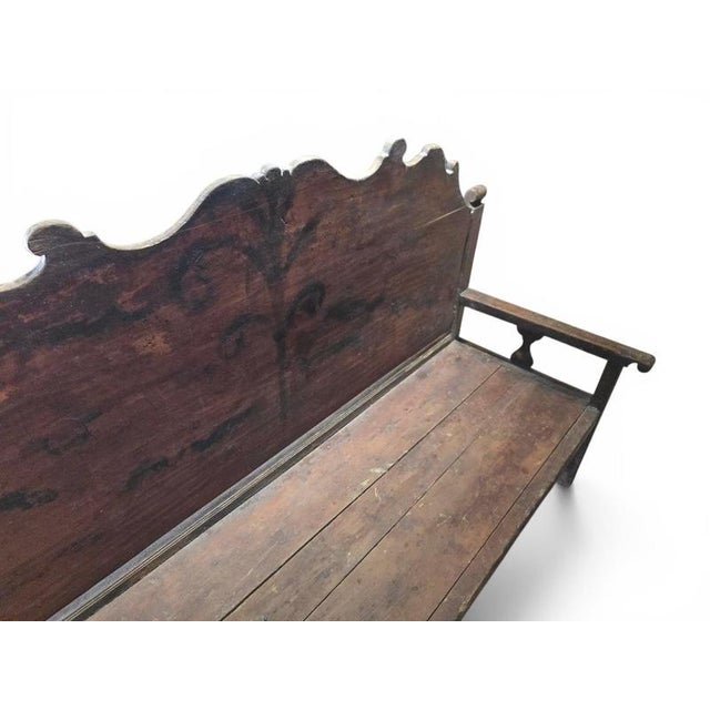 18th Century French Painted Wood Bench with High Back, 1750 For Sale - Image 6 of 11