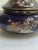 1960s Italian Keramos Capodimonte Cobalt Blue Glaze Ornate Gold Handprinted Peacock and Floral Motif Lidded Round Vase Jar For Sale - Image 5 of 16