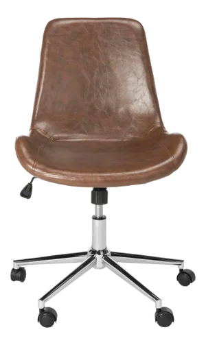 Madeline Swivel Office Chair in Brown & Chrome
