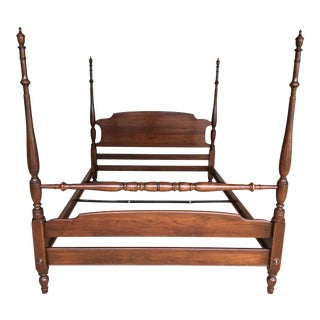 Ethan Allen Solid Cherry Chippendale Style Queen Poster Bed (Model 11-5603) For Sale