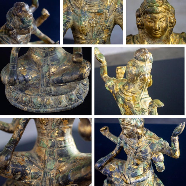 20th Century Asian Gilded & Patinated Cast Iron 6-Armed Deity Vasudhara Buddhist Sculpture For Sale - Image 13 of 18