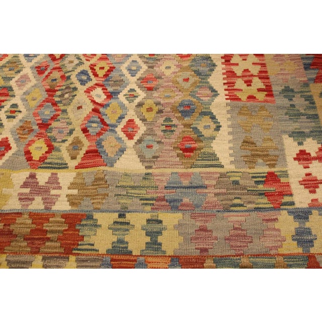 1990s Kilim Beige Blue Wool Rug - 4'11" X 6'7" For Sale In New York - Image 6 of 7
