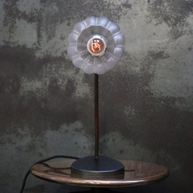 Glass Art Deco French Cast Iron & Frosted Glass Desk Light, 1930s For Sale - Image 7 of 9