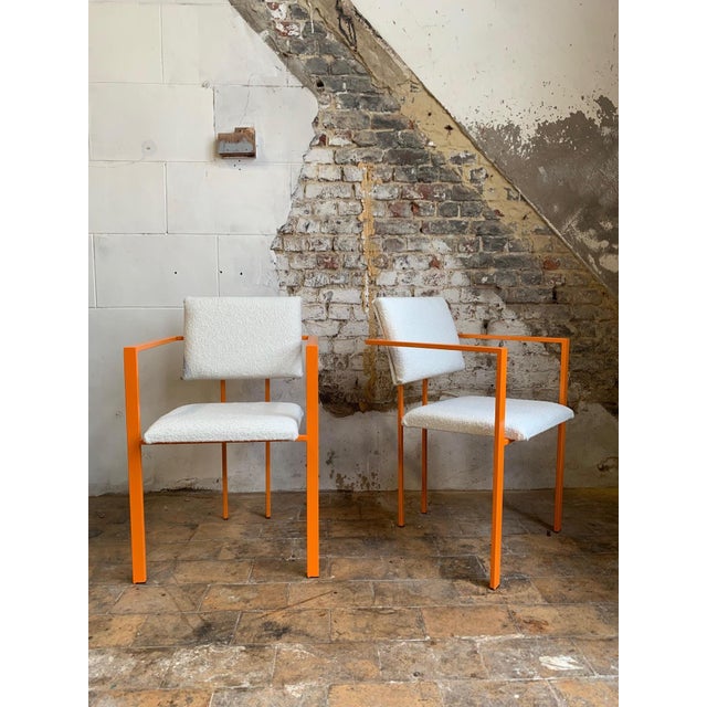 Postmodern Orange Armchairs with Bouclé Upholstery, 1980s, Set of 2 For Sale - Image 15 of 15