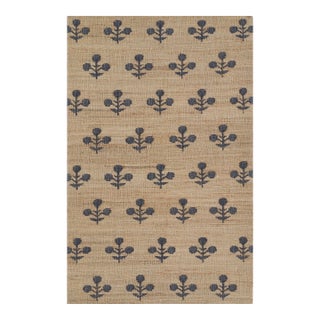 Erin Gates by Momeni Orchard Bloom Blue Hand Woven Wool and Jute Area Rug 3'6" X 5'6" For Sale