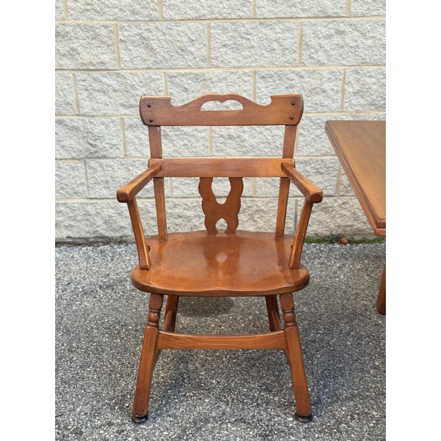Vintage Cushman Style Solid Wood Maple Drop-Leaf Dining Table & 6 Chairs Set For Sale In Philadelphia - Image 6 of 12