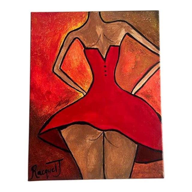 2026 “Scarlet Confidence” Original Acrylic on Canvas by RacquelJ For Sale