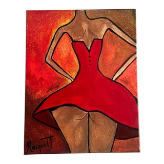 RacquelJ “Scarlet Confidence” Mixed Media Acrylic on Canvas (2026) For Sale