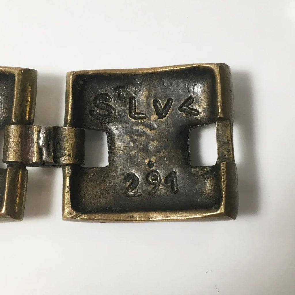 Bracelet Vintage St Luc Années 60/70 - Bronze Et émaux Verts - Pièce Unique