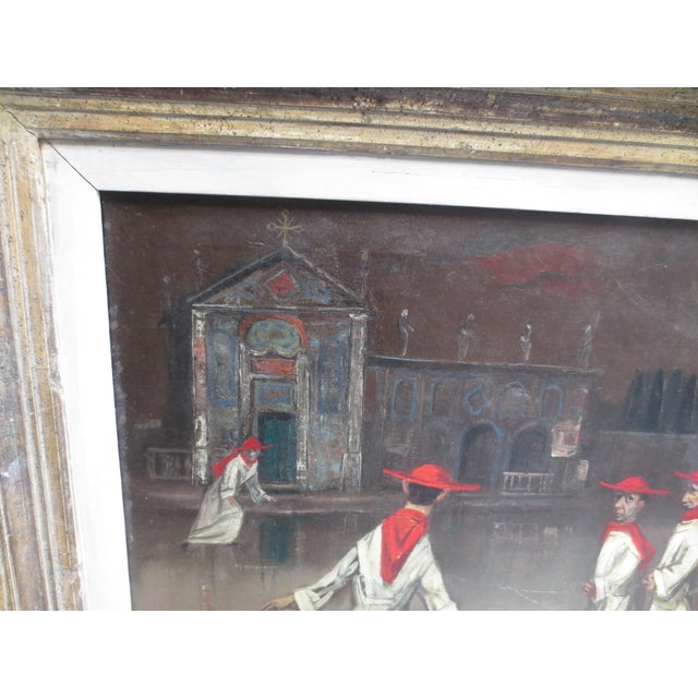 Iceskating Cardinals Under the Moon at the Cathedral by Louis Bosa For Sale - Image 10 of 11