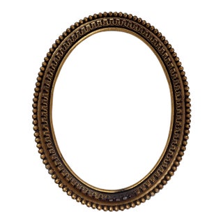 Vintage Ornate Oval Gilt Wood Picture Frame – Greek Key & Beaded Detail For Sale