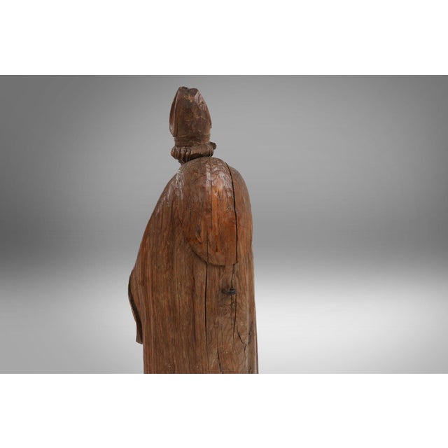 French Artist, Antique Statue of Saint Eligius, 1500s, Wood For Sale - Image 16 of 18