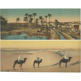 Large Vintage Panoramic Postcards of the Sahara, 1920, Set of 2 For Sale