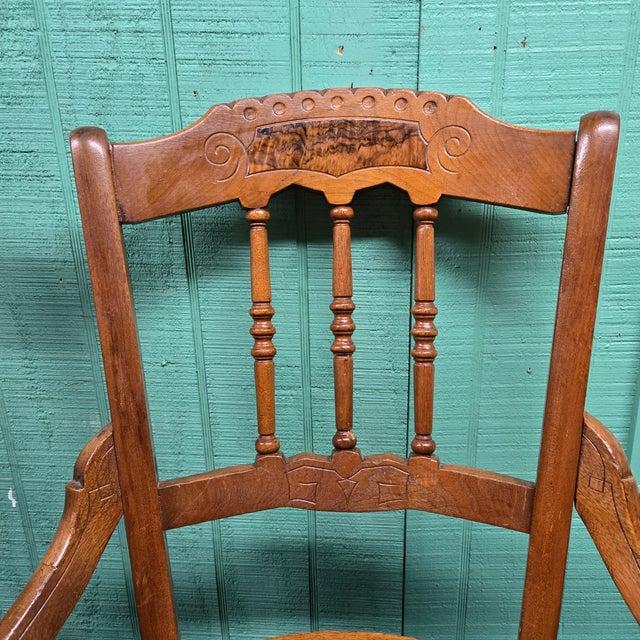 Late 20th Century Wooden Set of Two Chairs With Wicker Seats For Sale - Image 6 of 12