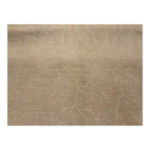 Caracole Champagne Ivory Vine Leaves Print Faux Silk Designer Fabric - 30.5 Yards