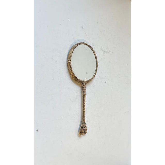 French Hand Mirror in Etched and Reticulated Bronze For Sale - Image 6 of 12