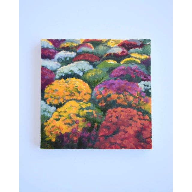 Original oil painting of Park Avenue mums. 12" x 12" x 1.5" canvas.