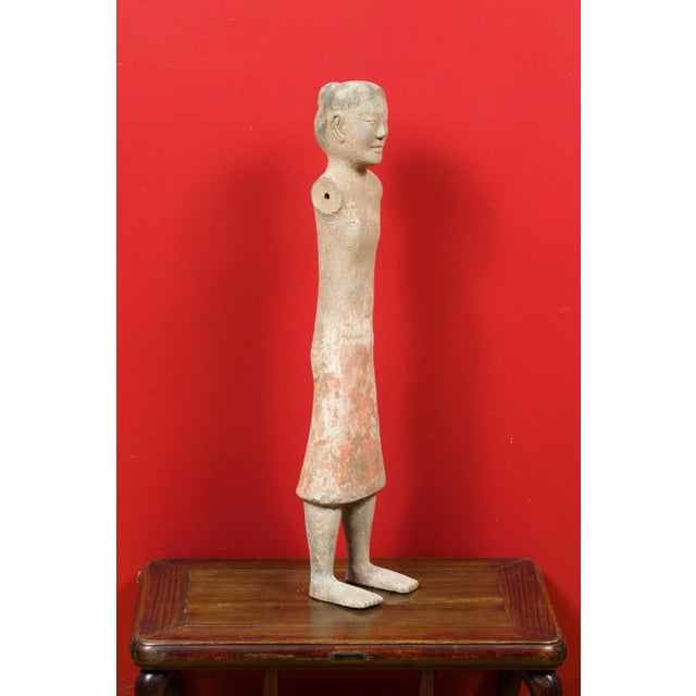 Chinese 206 BC-24 AD Western Han Dynasty Chinese Original Polychromy Figurine For Sale - Image 3 of 13