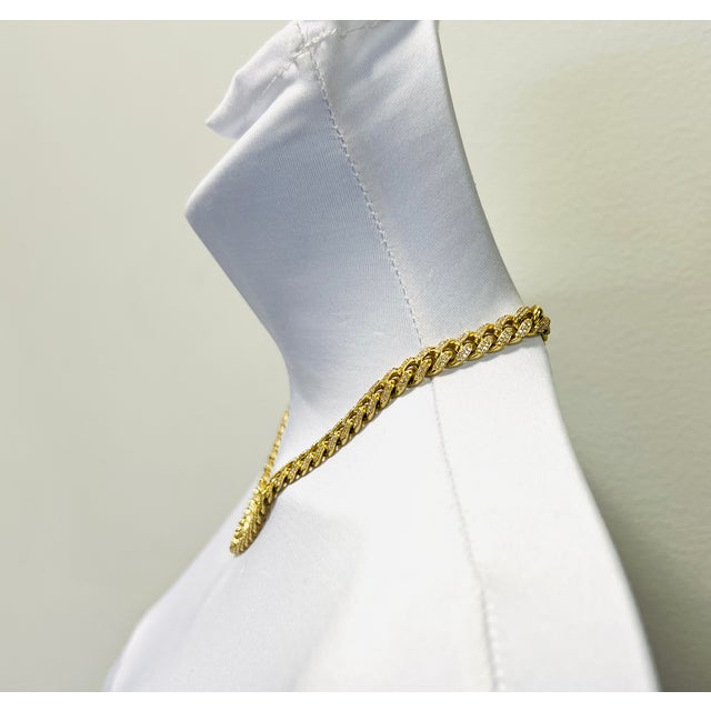 Modern Pave White Diamond Link Necklace in 14k Yellow Gold For Sale - Image 3 of 8