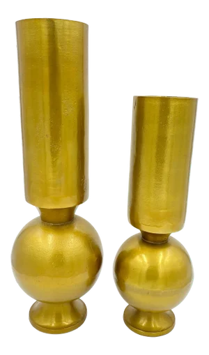 Gold Geometric Heavy Aluminum Vases Set of Two