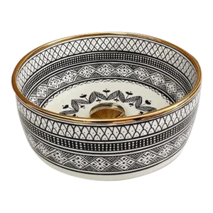 Ghlali' 14k Gold Ceramic Bathroom Countertop Round Sink, Handmade