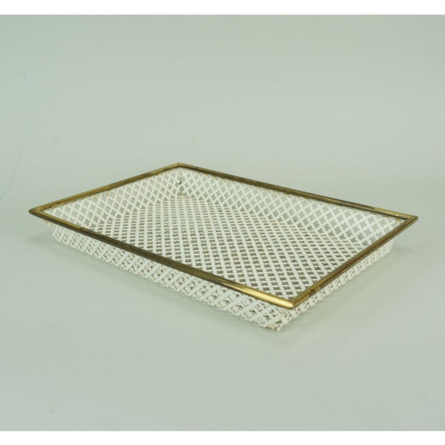 1950s Mid-Century Modern Tray in Perforated Metal and Brass attributed to Mathieu Matégot, 1950s For Sale - Image 5 of 15