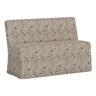 Slipcover for Stoffer Home x Cloth & Company for Lindy Slipcover Dining Banquette in Bird Toile Sand For Sale