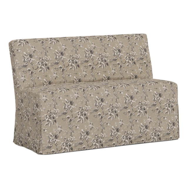 Slipcover for Stoffer Home x Cloth & Company for Lindy Slipcover Dining Banquette in Bird Toile Sand For Sale