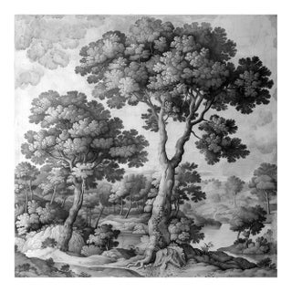 14" X 14" Grisaille Landscape Original Print 16th Century Style / Black and White For Sale