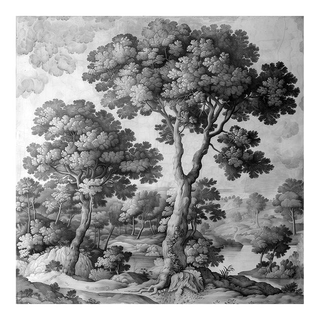 14" X 14" Grisaille Landscape Original Print 16th Century Style / Black and White For Sale