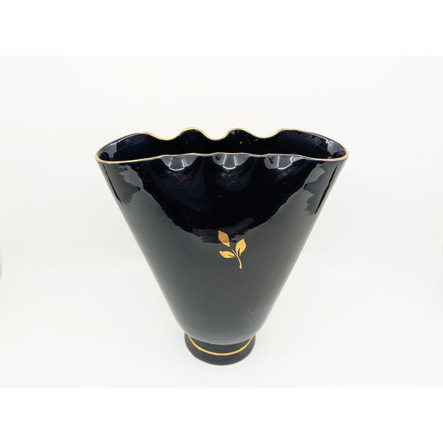 Vintage Italian Gold and Black Vase by Saca, 1940s For Sale - Image 3 of 11