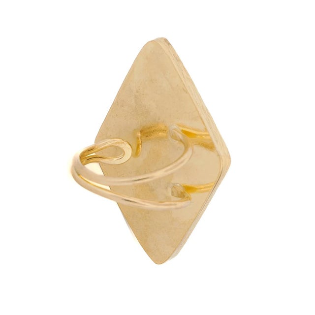Early 21st Century Stylish Green Cat Eye Stone Gold Chunky Ring, Size 4 For Sale - Image 5 of 9