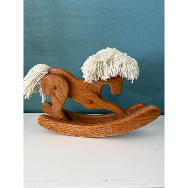 Vintage Wood Toy Rocking Horse Yarn Mane For Sale In Saint Louis - Image 6 of 9