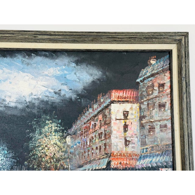 Mid-Century Modern Vintage 1960s Large Paris Street Oil Painting by Bonheur For Sale - Image 3 of 7