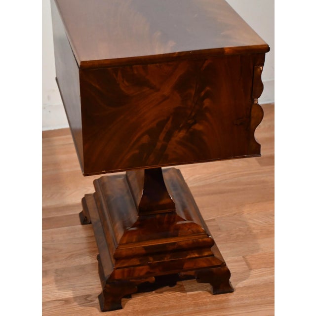 Wood 1880s Antique American Empire Crotch Mahogany Work Table / Side Table For Sale - Image 7 of 13