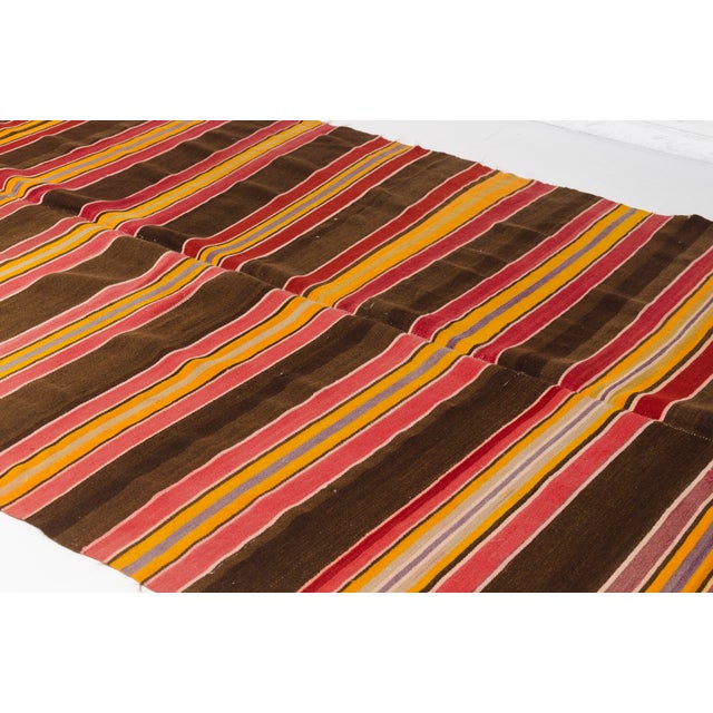 1950s Mid 20th Century Handwoven Striped Boho Area Rug For Sale - Image 5 of 10