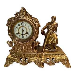Antique Figural Mantel Clock by Waterbury For Sale