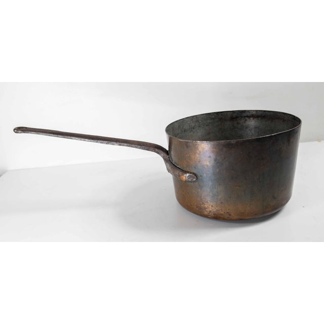 19th Century Copper and Handwrought Steel Kitchen Saucepan For Sale - Image 4 of 14