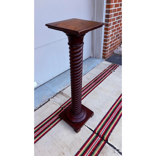Antique Rope Twist Turned Cherry Pedestal Stand, Circa 1890-1910 For Sale - Image 10 of 14