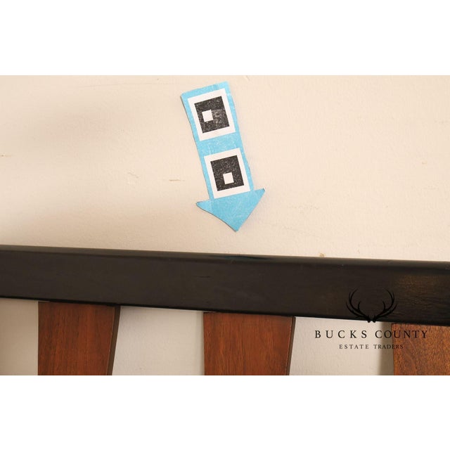 Mid Century Modern King Size Headboard with Ebony Frame and Walnut Bentwood Slats For Sale - Image 12 of 18