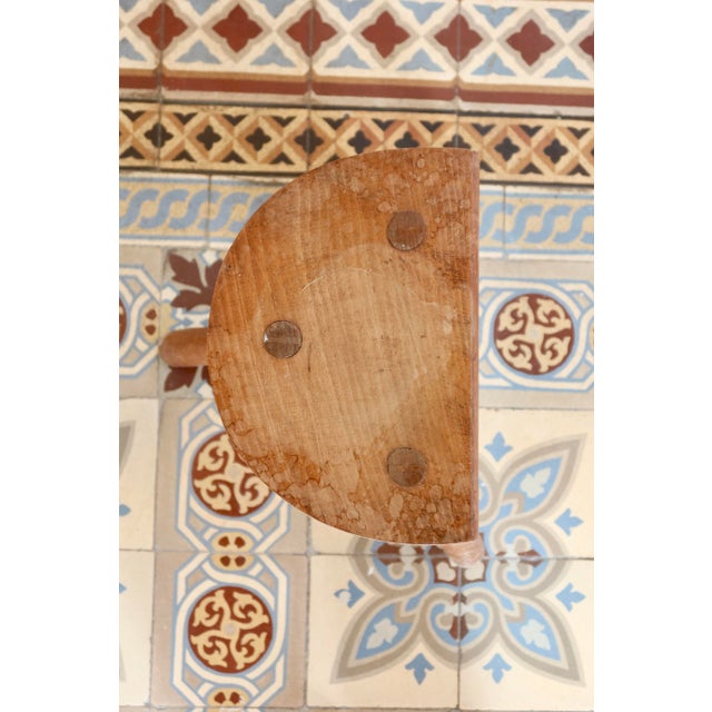 1960s Rustic Wooden Tripod Stool with Half-Moon Seat, 1960s For Sale - Image 5 of 6