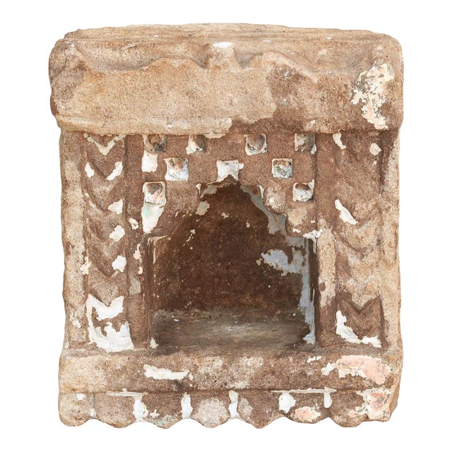 Antique Ziggurat Arch Indian Stone Niche For Sale